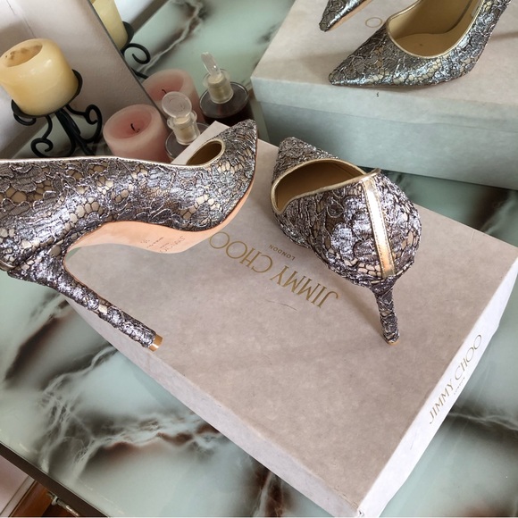 Jimmy Choo Romy 100 Satin Lace Court Shoes Stiletto Heels Women's Size 36 - Picture 7 of 14